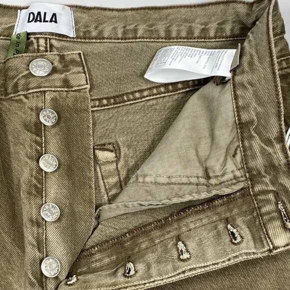 Dala Women’s Jeans Dark Olive Green Size 27 Shore Full Loose Straight Cotton - Picture 5 of 8